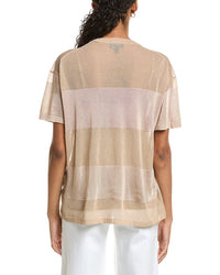 Kenneth Cole Kenneth Cole Shiny Semi Sheer Stripe Top