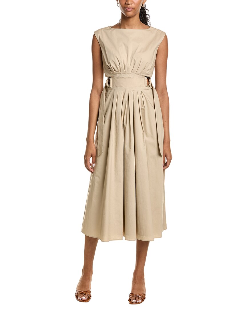 Kenneth Cole Sleeveless D-Rings Tie Midi Dress