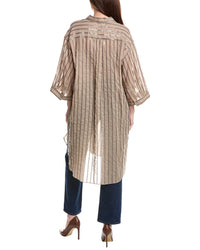 Brunello Cucinelli Sequin Stripe Long Shirt