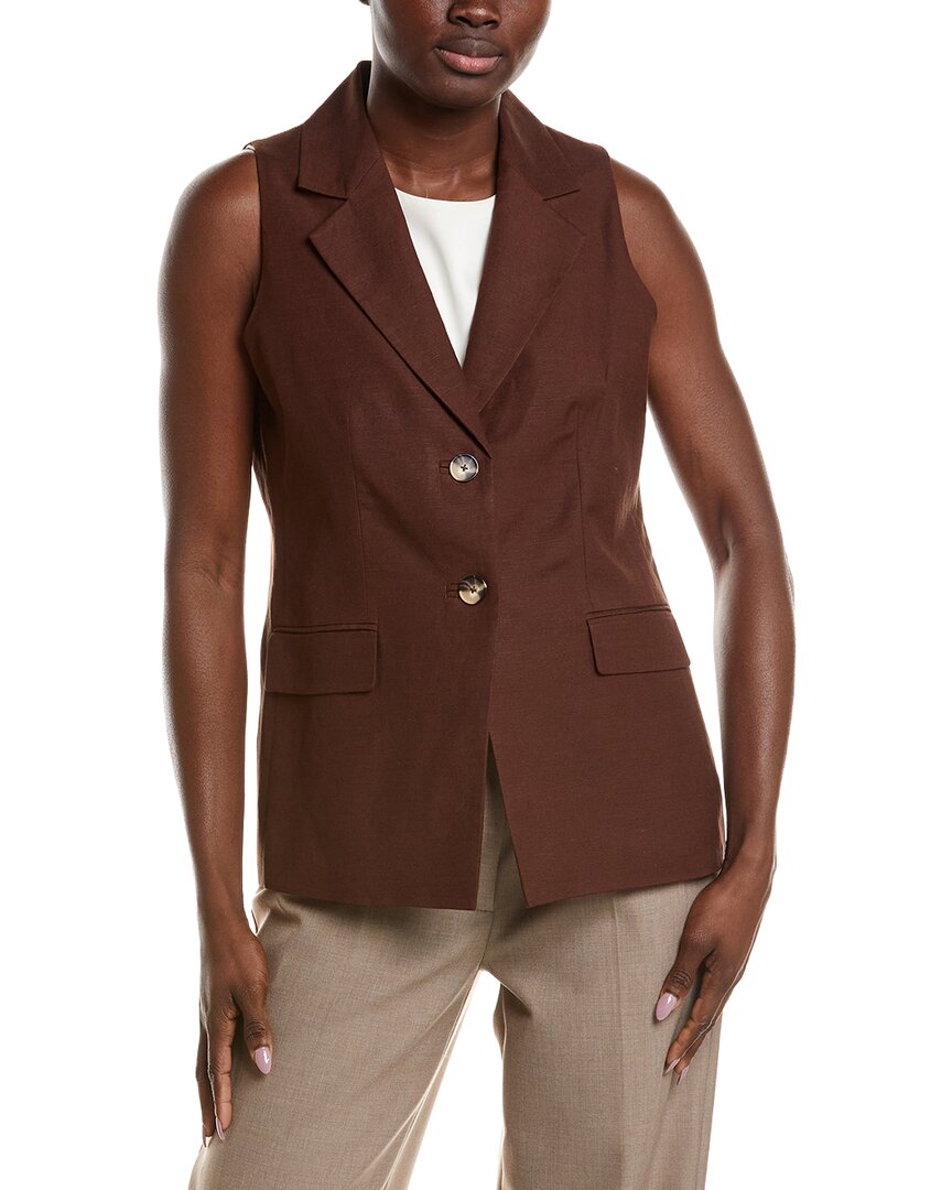 Anne Klein Anne Klein Notch Collar Linen-Blend Vest
