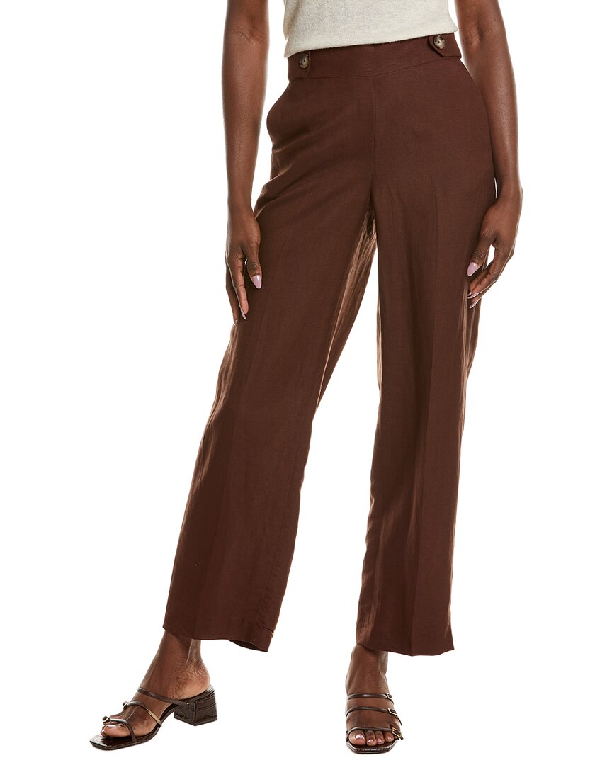 Anne Klein Anne Klein High Rise Linen-Blend Wide Leg Pant