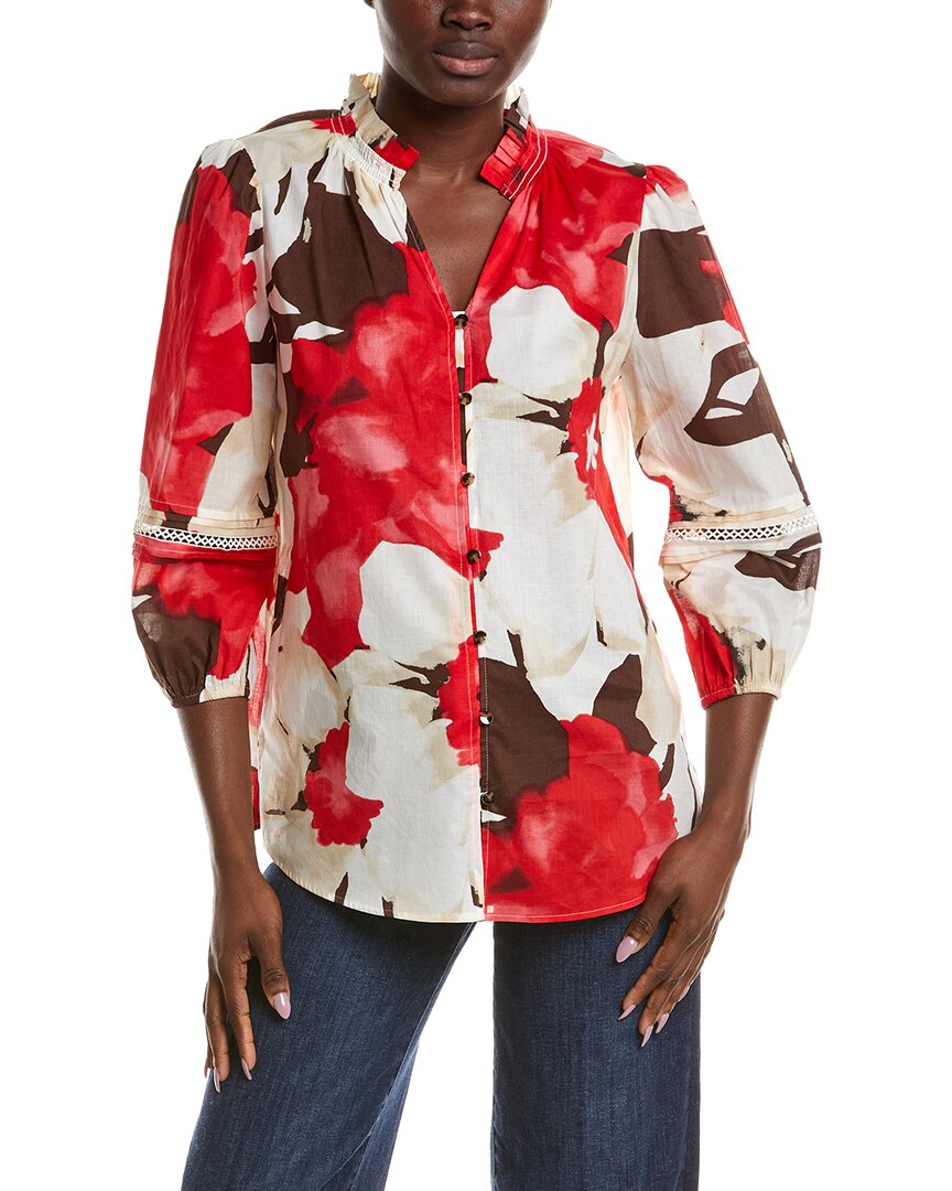 Anne Klein Anne Klein Ruffle Neck Top