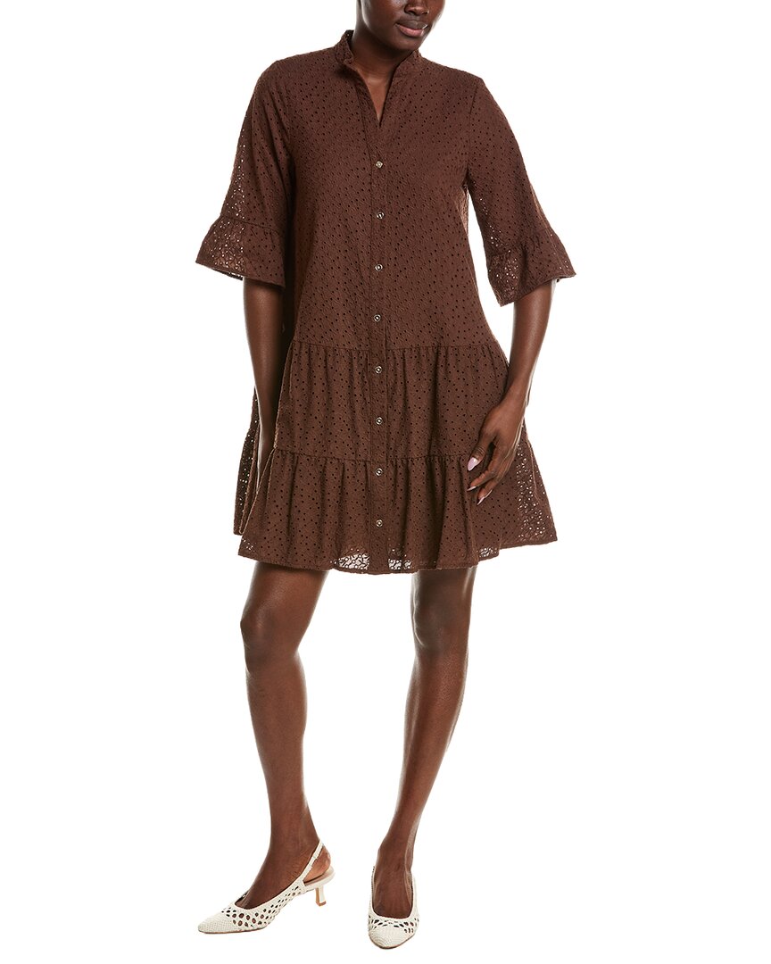 Anne Klein Anne Klein Stand Collar Tiered Shirtdress