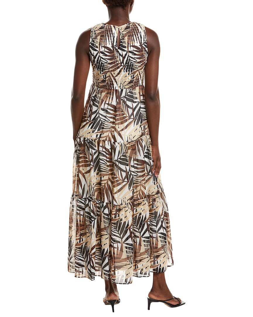 Anne Klein Anne Klein Smocked Printed Midi Dress