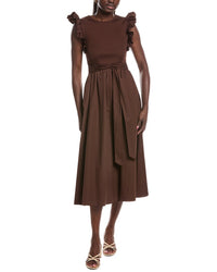 Anne Klein Anne Klein Mixed Knit & Woven Midi Dress