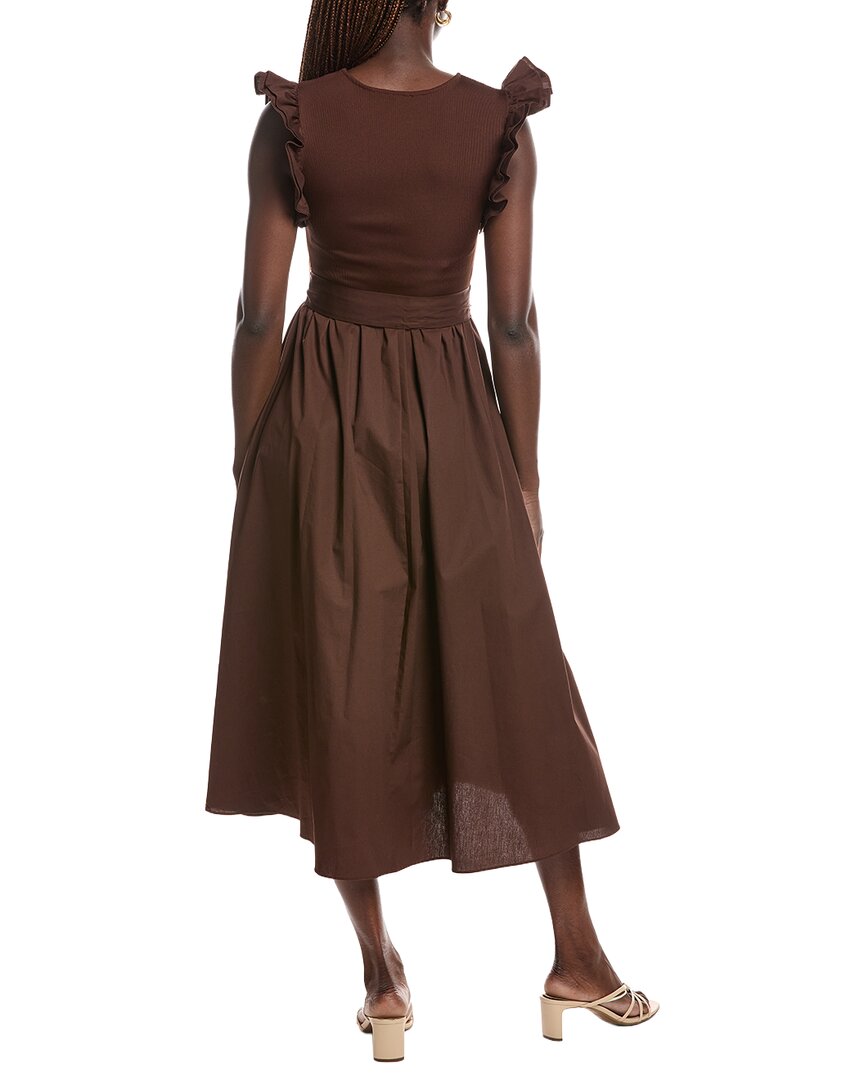 Anne Klein Anne Klein Mixed Knit & Woven Midi Dress