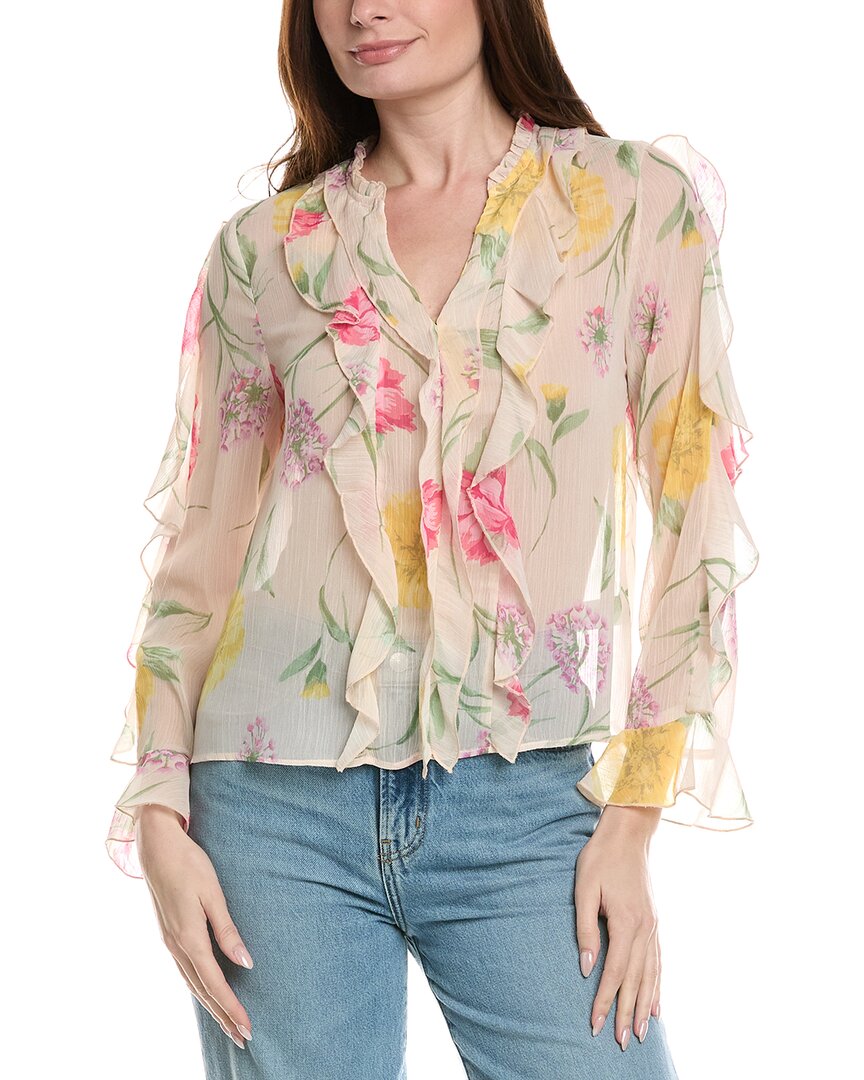 Industry Ruffle Printed Sheer Blouse