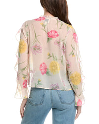 Industry Ruffle Printed Sheer Blouse