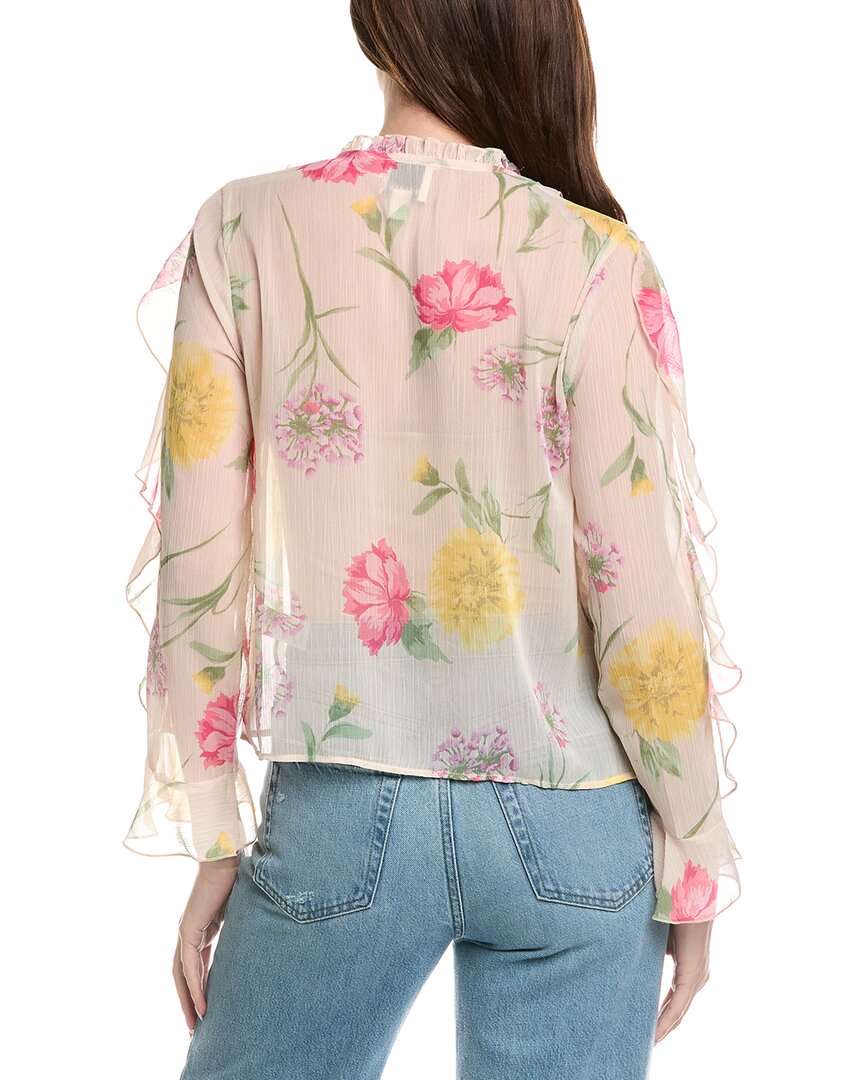 Industry Ruffle Printed Sheer Blouse