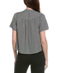 T Tahari Drop Shoulder Woven Printed Blouse