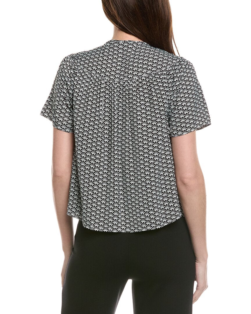T Tahari Drop Shoulder Woven Printed Blouse