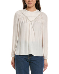 Philosophy Embroidered Crochet-Trim Blouse