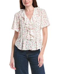 Philosophy Pintuck Printed Ruffled Top