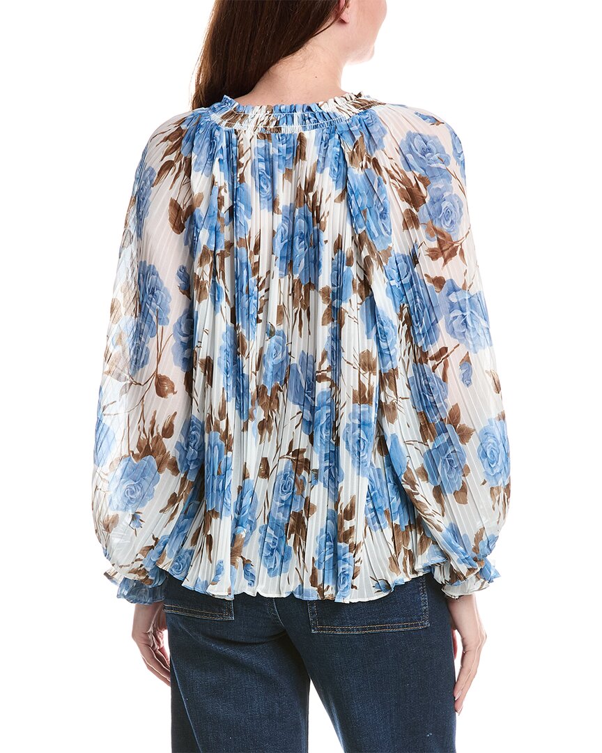 Philosophy Smocked Tie Neck Printed Plisse Blouse