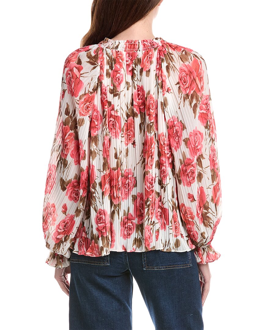 Philosophy Smocked Tie Neck Printed Plisse Blouse