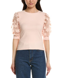 Truth Sheer Embroidered Puff Sleeve Top