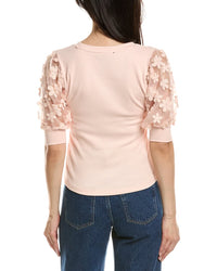 Truth Sheer Embroidered Puff Sleeve Top