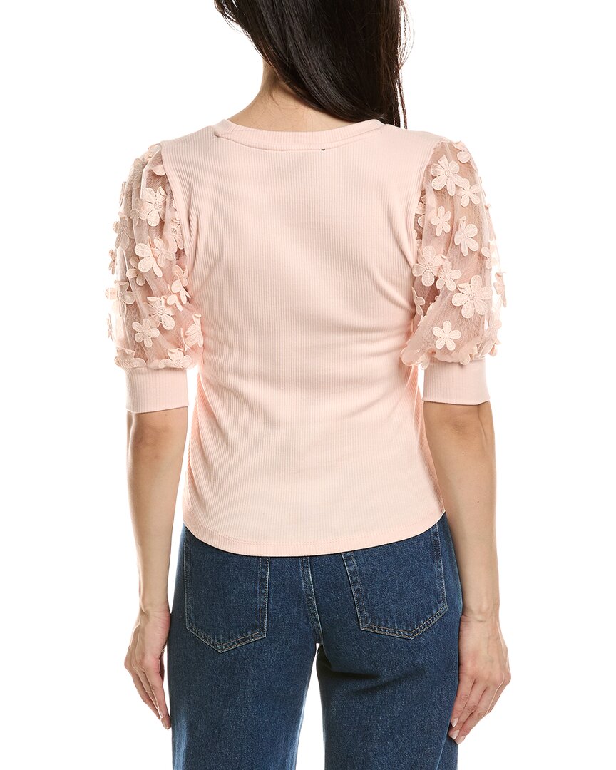 Truth Sheer Embroidered Puff Sleeve Top