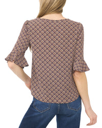 Cece Split Tie Neck Top
