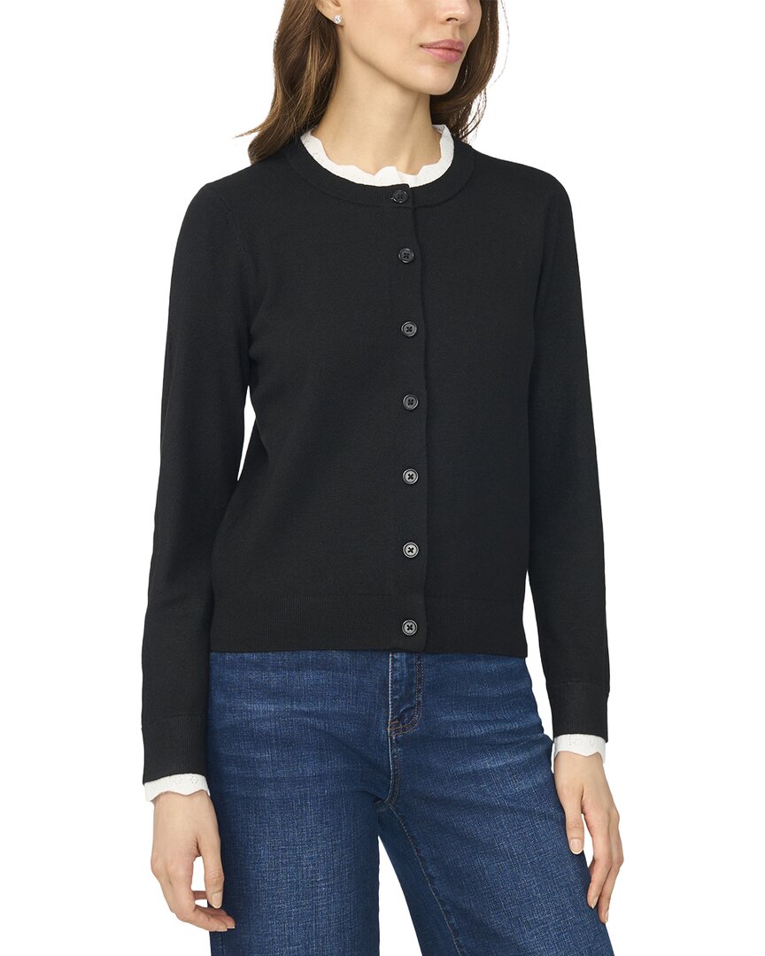 Cece Double Trim Long Sleeve Crew Neck Cardigan