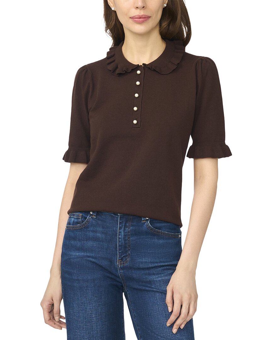 Cece Ruffle Collar Polo Sweater