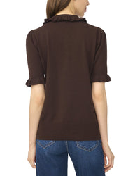 Cece Ruffle Collar Polo Sweater