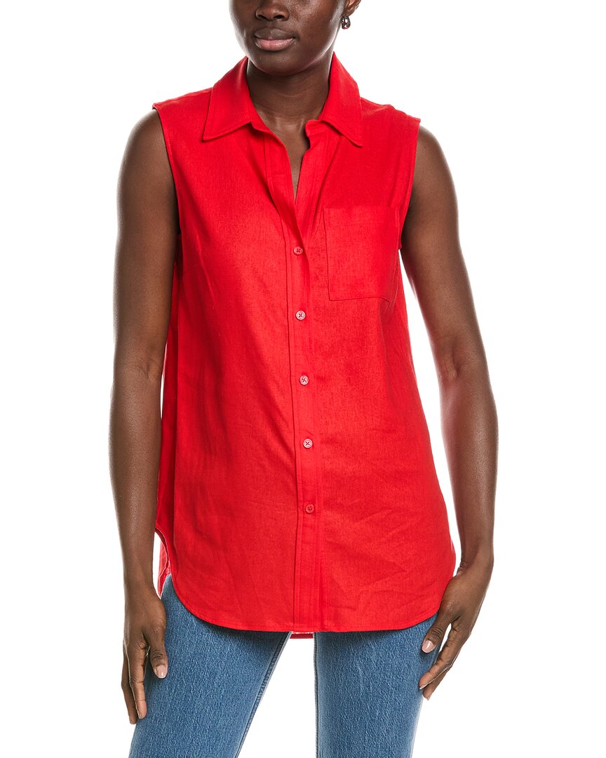 Jones New York Jones New York Sleeve Knot Linen-Blend Shirt