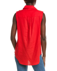 Jones New York Jones New York Sleeve Knot Linen-Blend Shirt