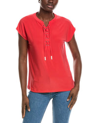 Jones New York Jones New York Extended Shoulder Lace-Up Top
