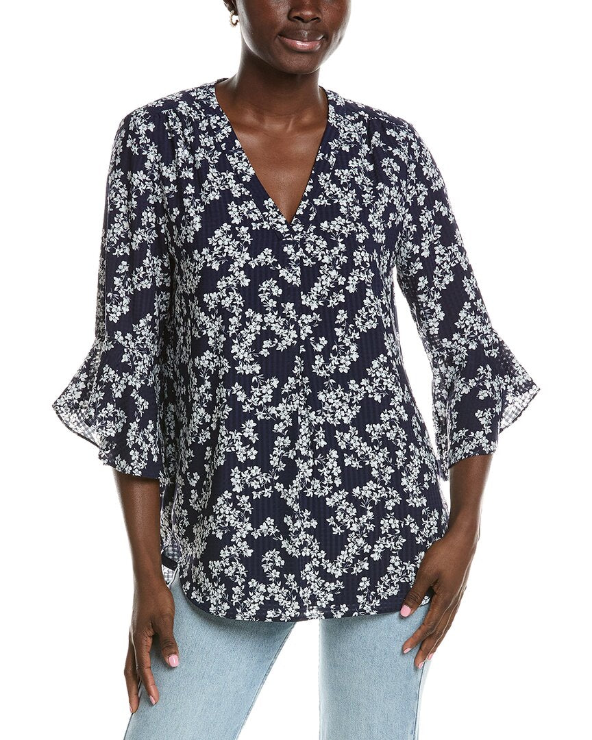 Jones New York Flutter Sleeve Y-Neck Blouse