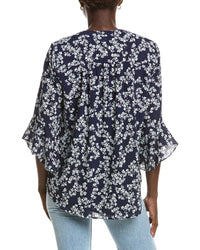 Jones New York Flutter Sleeve Y-Neck Blouse