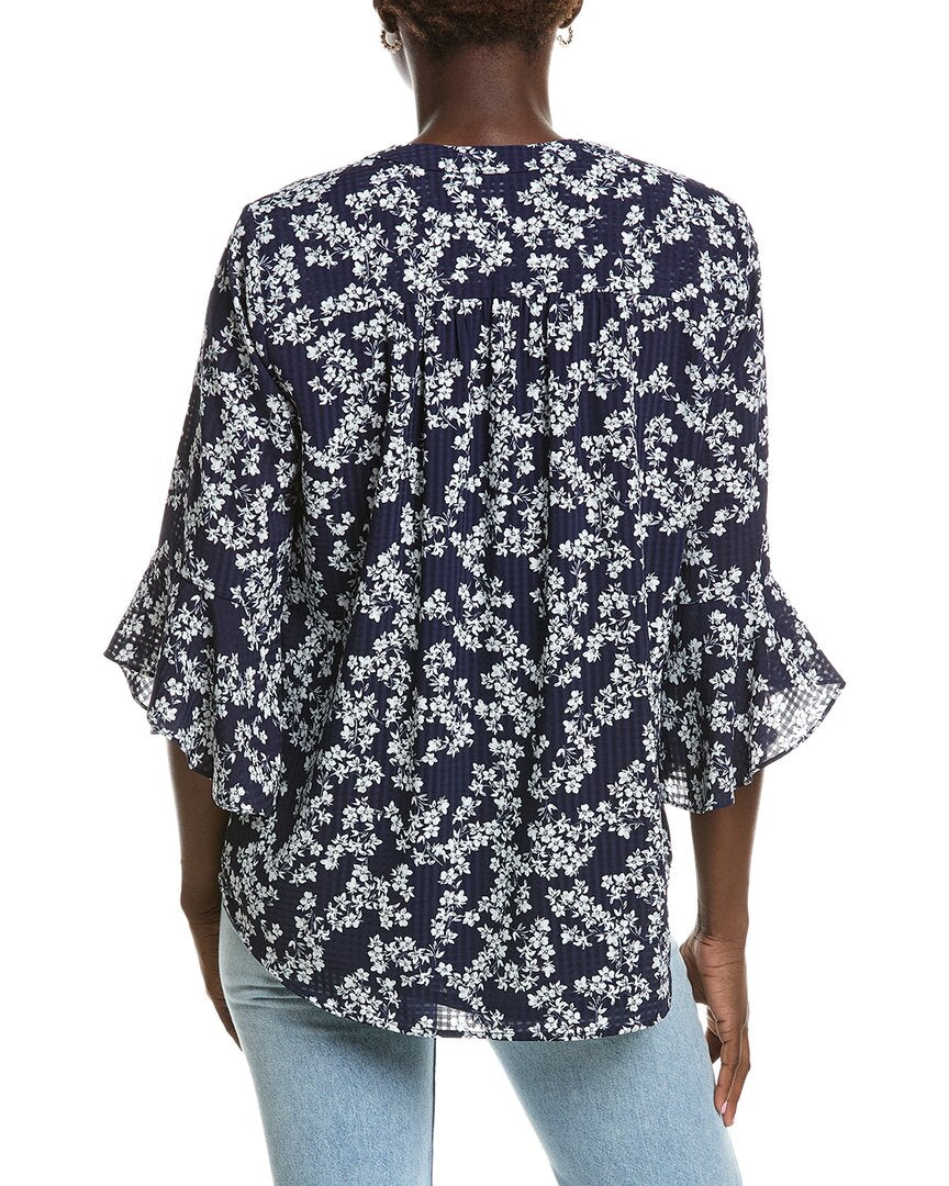 Jones New York Flutter Sleeve Y-Neck Blouse