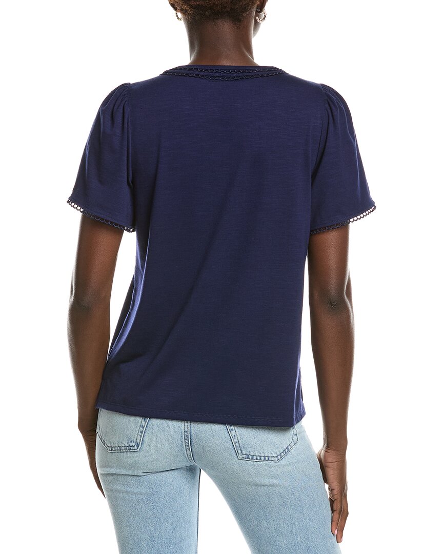 Jones New York Drapey Slub Split Neck Top