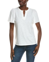 Jones New York Drapey Slub Split Neck Top