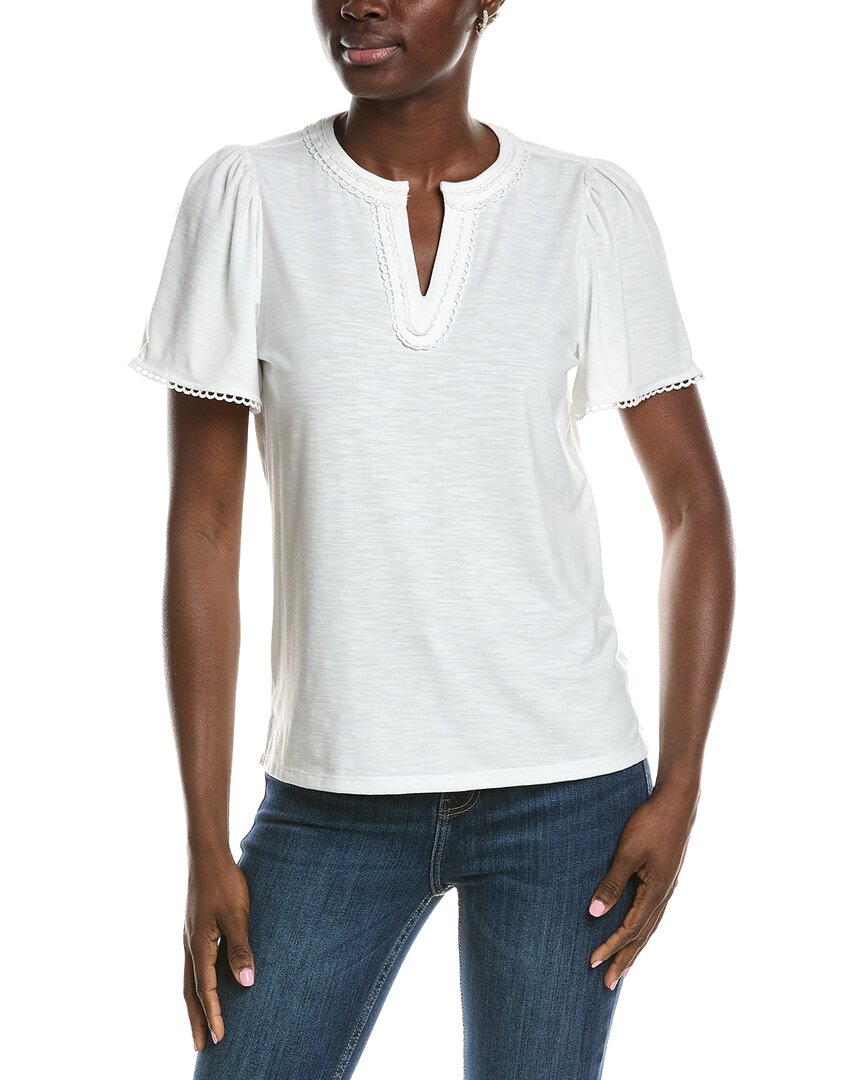 Jones New York Drapey Slub Split Neck Top