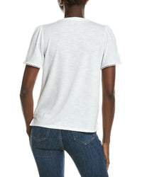 Jones New York Drapey Slub Split Neck Top