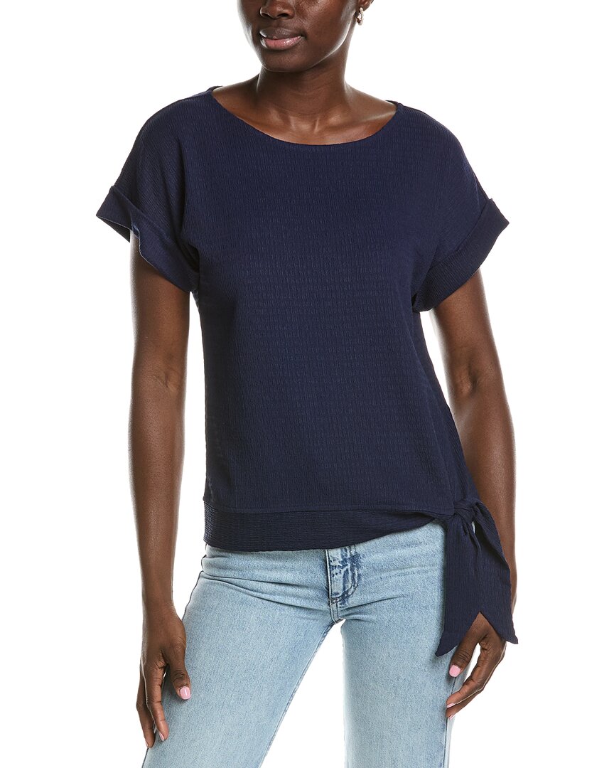 Jones New York Dolman Tie Seabreeze Crinkle Top