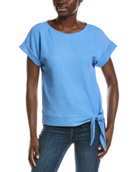 Jones New York Dolman Tie Seabreeze Crinkle Top