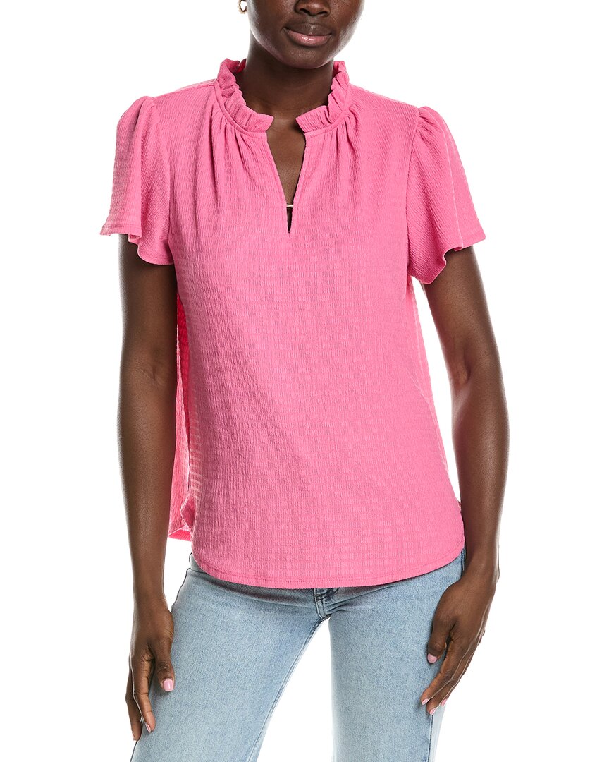 Jones New York Seabreeze Crinkle Flutter Top