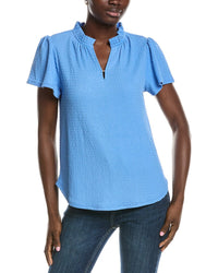 Jones New York Seabreeze Crinkle Flutter Top