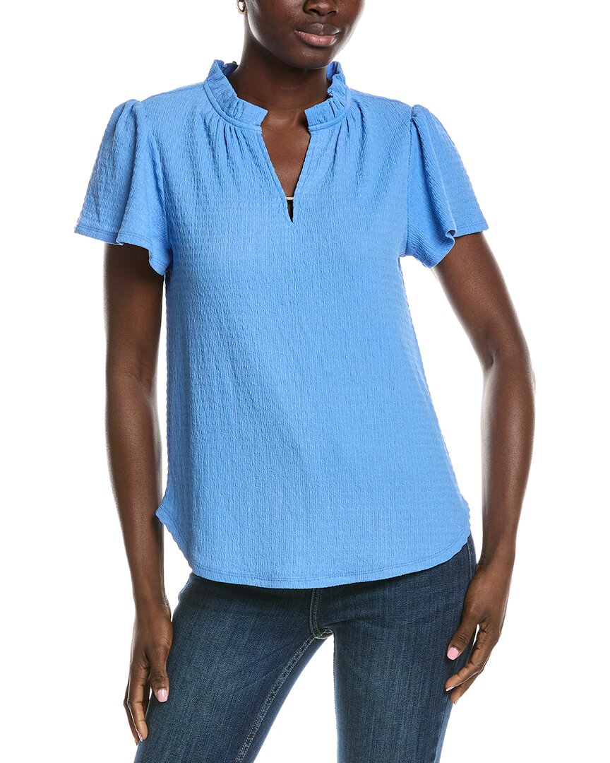Jones New York Seabreeze Crinkle Flutter Top