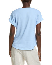 Jones New York Seabreeze Crinkle Side Button Top