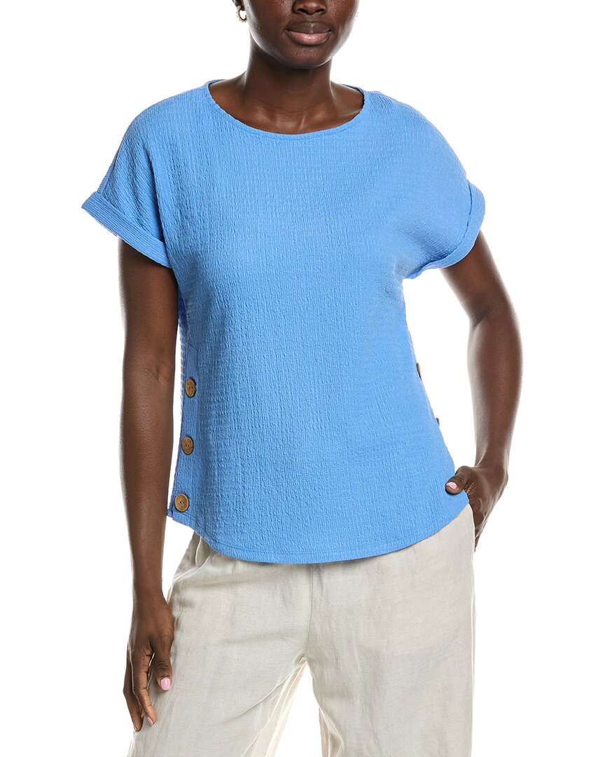Jones New York Seabreeze Crinkle Side Button Top