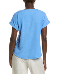 Jones New York Seabreeze Crinkle Side Button Top