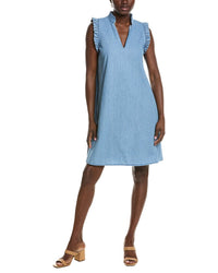 Jones New York Ruffle Chambray Trapeze Dress