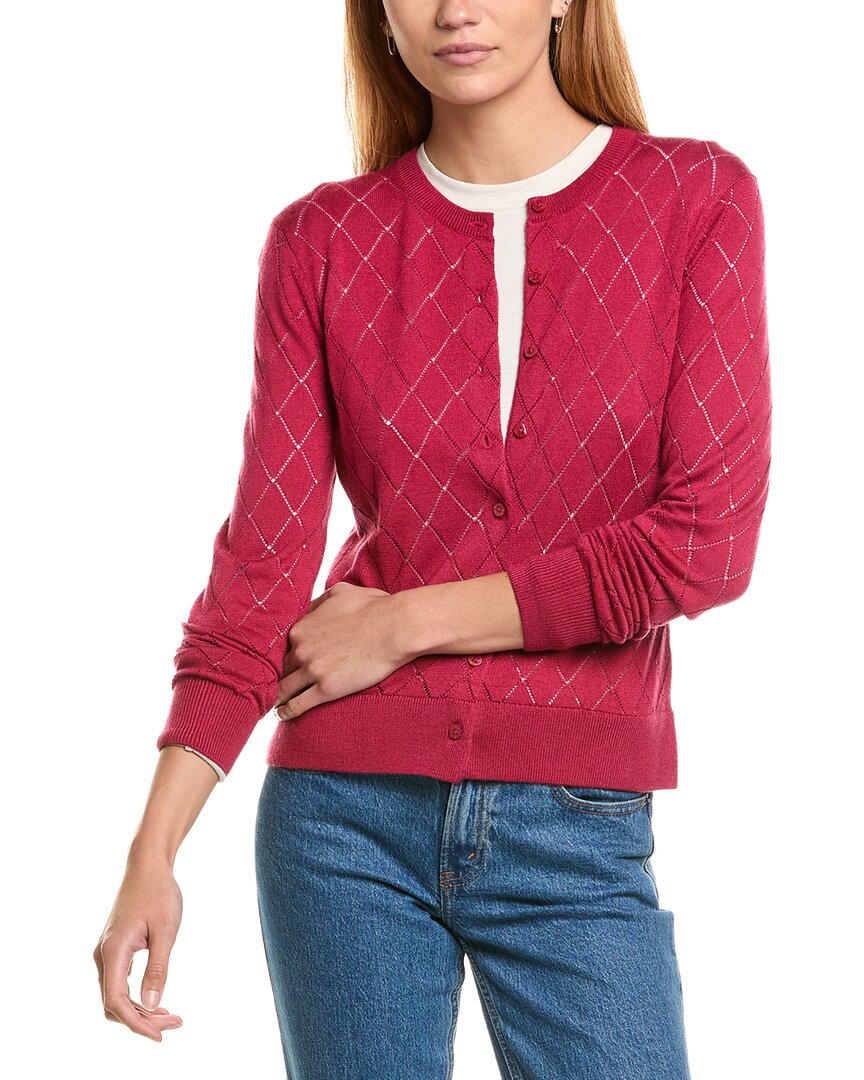 Brooks Brothers Pointelle Diamond Wool-Blend Cardigan
