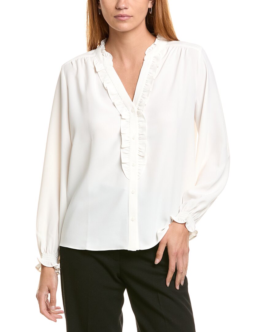 Brooks Brothers Ruffle Crewneck Blouse