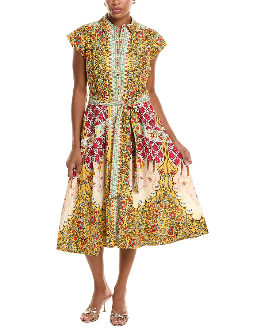 Elie Tahari Elie Tahari The Fran Baroque Linen-Blend Print Dress
