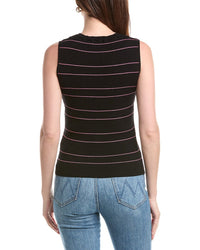 T Tahari T Tahari Sleeveless Crewneck Striped Rib Pullover