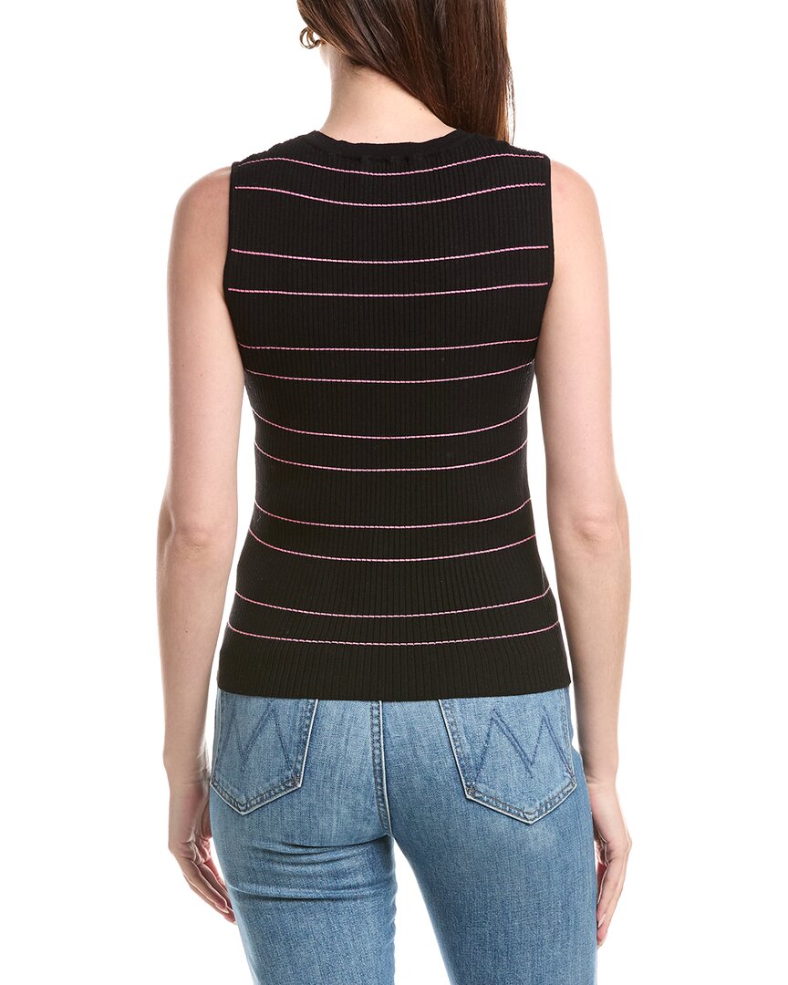 T Tahari T Tahari Sleeveless Crewneck Striped Rib Pullover